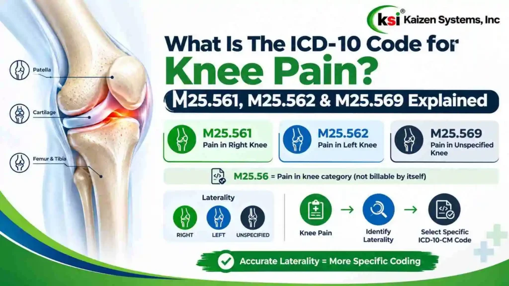 ICD-10-CM codes for right, left, and unspecified knee pain